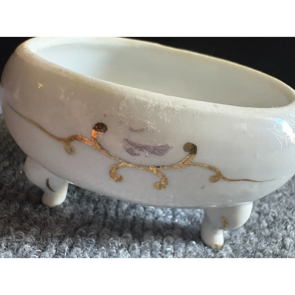 Potpourri Dish Floral Gold Trim 4 Legs Fairyland China White Bowl Decor Vintage